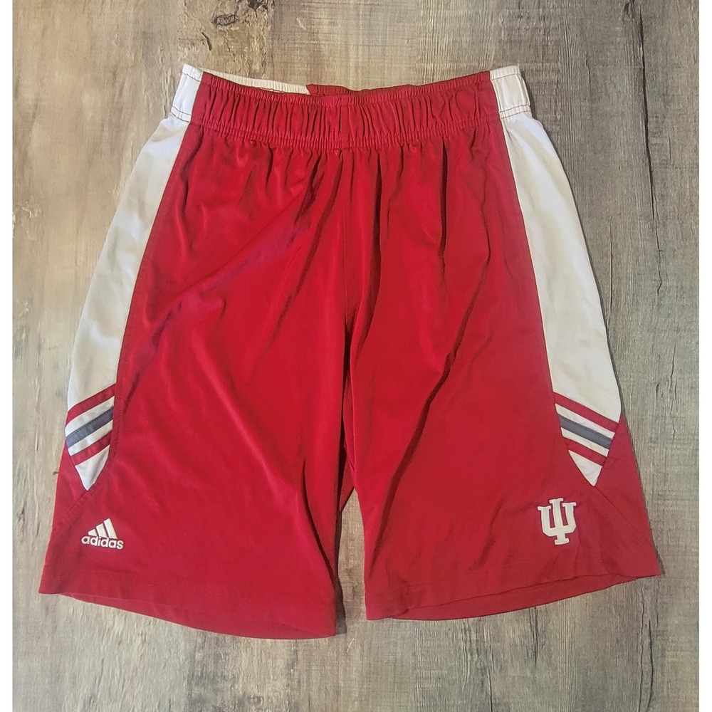 Adidas Indiana University Hoosiers Mens S Red White Athletic Gym Shorts IU Logo